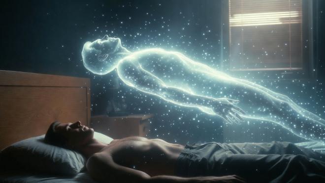 Energy body leaving a sleeping physical body